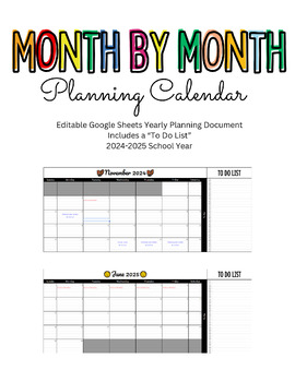 Preview of 24-25 Yearly Planning Calendar: EDITABLE