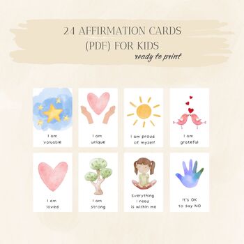 Preview of 24 Affirmations Cards (PDF) l Growth Mindset Flash Cards