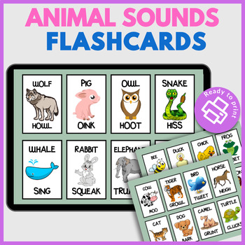 Preview of 24 Animal Sounds Flashcards - Beginning Sounds Clip Cards