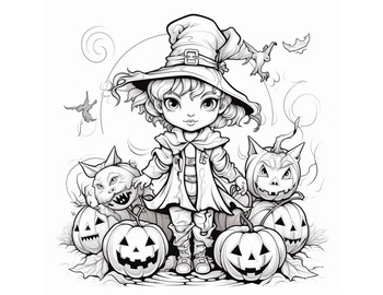 24 Anime Style Halloween Coloring Pages Vol 2 by Diamond View Creations