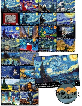 Preview of 24 Art History Trading Cards Famous Artist Meme Parody Van Gogh Starry Night