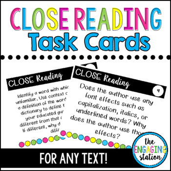 Preview of 24 Close Reading Task Cards for ANY Text
