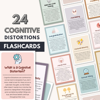 Preview of 24 Cognitive Distortion Flashcards (DBT) Cards