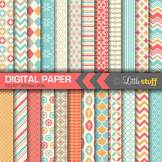 24 Coordinating Digital Papers, Digital Backgrounds, Geome