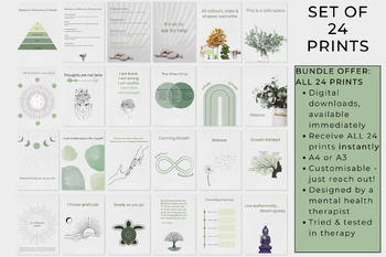 Preview of 24 Counselling Signs, Pastoral Office Decor, Nature Prints.