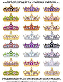 Preview of 24 Crown of Hearts Tiaras Clip Art Printables