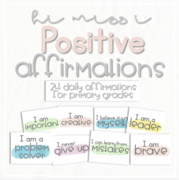 Preview of 24 Daily Positive Affirmation Cards for Primary Grade Students