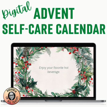 Preview of 24 Days of Self-Care Digital Advent Calendar for Staff or Students EDITABLE!