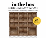 24 Digital Template for In the Box Photography, PNG, Cardb