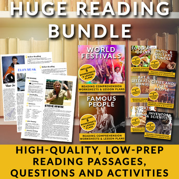 Preview of ESL Reading Comprehension Bundle - 24 Reading Worksheets & Lesson Plans