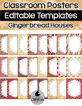 Preview of 24 Editable Classroom Poster Templates Gingerbread Houses (Portrait) PowerPoint