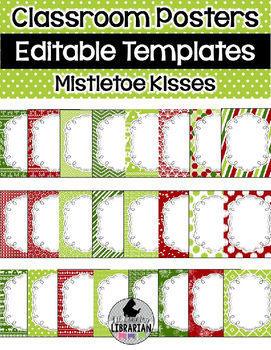 Preview of 24 Editable Classroom Poster Templates Mistletoe Kisses (Portrait) PowerPoint