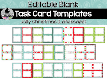 Preview of 24 Editable Task Card Templates Jolly Christmas (Landscape) PowerPoint