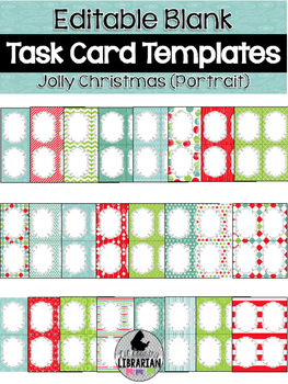 Preview of 24 Editable Task Card Templates Jolly Christmas (Portrait) PowerPoint