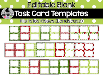 Preview of 24 Editable Task Card Templates Mistletoe Kisses (Landscape) PowerPoint