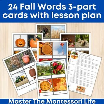 24 Fall Words 3-part cards with lesson plan | TPT