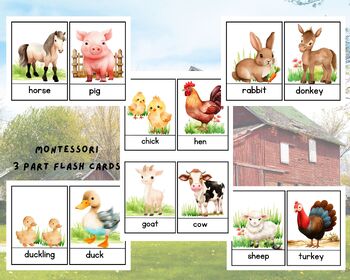 24 Farm Animals Flashcards | Montessori Learning Homeschool Resource