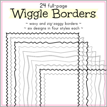 Preview of 24 Full Page Wavy and Zig-Zag Borders. PNG files. High-resolution.