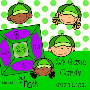 Preview of 24 Math Game Cards for Intermediate GREEN Level