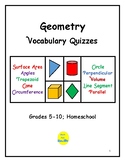 24 Geometry Vocabulary Quizzes