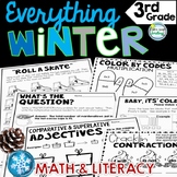 3rd Grade Winter Activities Math and Literacy Grammar Writ