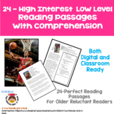 24 High Interest - Low Level Reading Comprehension Passage