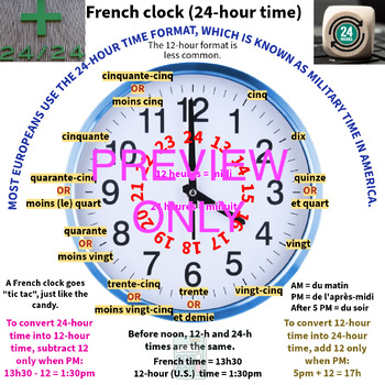 Preview of 24-Hour Clock in French/Telling Time