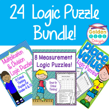 Preview of 24 Logic Puzzles Bundle Enrichment Activities Place Value Multiplication