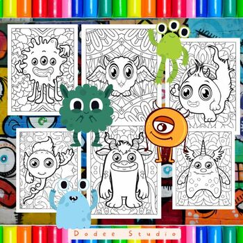 24 Mandala Monster Coloring Pages: 24 Printable Coloring Pages for Kids