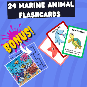 Preview of 24 Marine Animal Flashcards and Activity Book for Curious Kids (Ages 3-6)