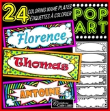 24 POP ART Coloring Nameplates - Étiquettes à colorier