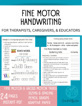 Preview of 24 Pages of Caregiver Handouts: Handwriting Edition