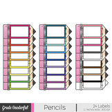 24 Pencil Labels in Rainbow Colors