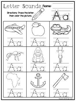 Preview of 24 Printable Alphabet Letter Sounds Worksheets For Preschool
