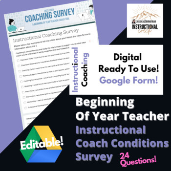 Preview of 24 Question Beginning of The Year Teacher Survey For Instructional Coach 22-23