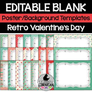 Preview of 24 Retro Valentine's Day Editable Poster Background Templates PPT or Slides