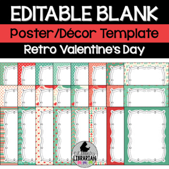 Preview of 24 Retro Valentine's Day Editable Poster Decor Templates Portrait PPT or Slides™