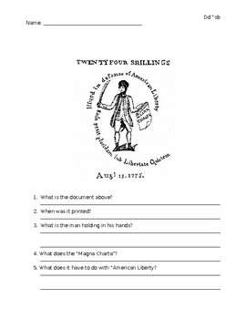 Preview of 24 Shilling Worksheet