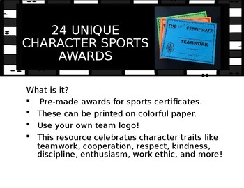 Preview of 24 Character Awards for Teams or Classrooms