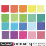 24 Sticky Notes Realistic Clip Art