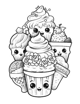 24 Sweet Treats Coloring Pages by Brianna Evans | TPT