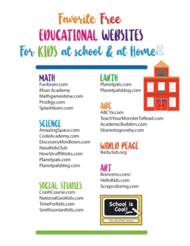 Preview of Favorite Free Educational Websites For Kids For Distance Learning