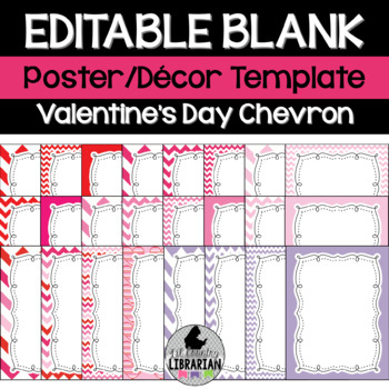 Preview of 24 Valentine's Day Chevron Editable Poster Templates Portrait PPT or Slides™