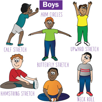 24 Warm Up Stretch Exercises Physical And Health Education Clipart Png Svg