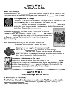 Preview of 24 - World War II - Scaffold/Guided Notes (Blank and Filled-In)