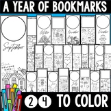 Printable bookmarks to color - 24 bookmarks for the months