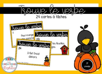 24 cartes à tâches : Trouve le verbe FRENCH GRAMMAR TASK CARDS | TPT