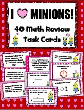 Preview of Valentine Minion Math Task Cards