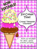 ICE CREAM Patterns, Shapes and Templates (EDITABLE)