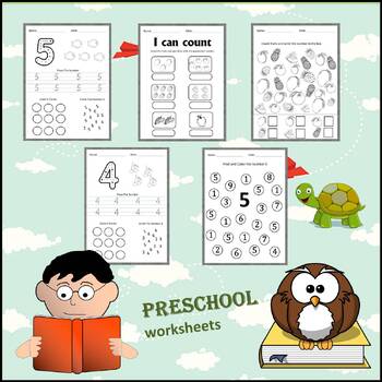 Preview of 24 worksheets for children to learn numbers